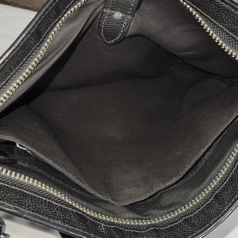 Coach Charles Black Leather Crossbody Messenger Ipad  Bag